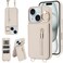 Jcxtrombulous for iPhone 1314 Wallet Case with Strap Card Slot Holder RFID Blocking Ring KickstandMagnetic Flip Folio Zipper Crossbody Purse Case with LanyardPU Leather Cover HandbagBeige