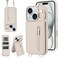 Jcxtrombulous for iPhone 1314 Wallet Case with Strap Card Slot Holder RFID Blocking Ring KickstandMagnetic Flip Folio Zipper Crossbody Purse Case with LanyardPU Leather Cover HandbagBeige