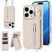 Jcxtrombulous for iPhone 16 Pro Max Wallet Case with Strap Card Holder RFID Blocking Ring KickstandMagnetic Flip Folio Zipper Crossbody Purse Case with Lanyard PU Leather Cover HandbagBeige