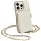 LAMEEKU Compatible with iPhone 16 Pro Wallet Case with Card HolderQuilted Leather Zipper Crossbody Case for Women Design for iPhone 16 Pro 63 Beige
