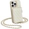 LAMEEKU Compatible with iPhone 16 Pro Wallet Case with Card HolderQuilted Leather Zipper Crossbody Case for Women Design for iPhone 16 Pro 63 Beige