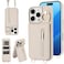 Jcxtrombulous Crossbody Wallet Case for iPhone 14 Pro Max with Lanyard Strap Card Slot Holder RFID Blocking Ring KickstandMagnetic Flip Folio Zipper Purse Case PU Leather Cover HandbagBeige