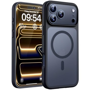 TOCOL for iPhone 17 Pro Case Compatible with Magsafe Builtin Magnets Full Camera Protection Drop Protection Translucent Matte for iPhone 17 Pro Phone Case 63 inch Black