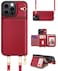 OCASE Compatible with iPhone 16 Pro Max Crossbody Wallet Case with Card Holder PU Leather Zipper Handbag Phone Purse with RFID Blocking Kickstand Wrist Strap Lanyard 69 Inch Dark Red