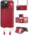 OCASE Compatible with iPhone 16 Pro Max Crossbody Wallet Case with Card Holder PU Leather Zipper Handbag Phone Purse with RFID Blocking Kickstand Wrist Strap Lanyard 69 Inch Dark Red