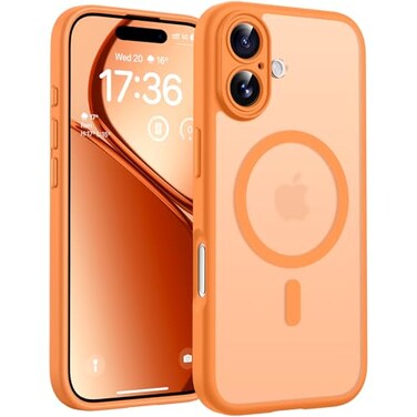 TOCOL for Phone 17 Case Compatible with Magsafe Charger Full Camera Protection Drop Protection Translucent Matte Phone Case for Phone 17 63 inch Orange