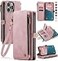 Defencase Compatible with iPhone 14 Pro Max Case Wallet with RFID Blocking Card Holder for Women Men PU Leather Magnetic Snap Flip Zipper Strap Wallet Phone Case Fit for iPhone 14 Pro Max Rose Pink