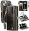 Defencase Compatible with iPhone 14 Case Wallet with RFID Blocking Card Holder for Women and Men Fashion PU Leather Magnetic Snap Flip Zipper Strap Wallet Phone Case Fit for iPhone 14 61 Coffee