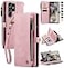 Defencase Compatible with Samsung Galaxy S23 Ultra Case Wallet with RFID Blocking Card Holder for Women Men PU Leather Magnetic Snap Flip Zipper Strap Phone Case Fit for Galaxy S23 Ultra 5G Pink