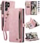 Defencase Compatible with Samsung Galaxy S23 Ultra Case Wallet with RFID Blocking Card Holder for Women Men PU Leather Magnetic Snap Flip Zipper Strap Phone Case Fit for Galaxy S23 Ultra 5G Pink