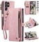 Defencase Compatible with Samsung Galaxy S23 Ultra Case Wallet with RFID Blocking Card Holder for Women Men PU Leather Magnetic Snap Flip Zipper Strap Phone Case Fit for Galaxy S23 Ultra 5G Pink