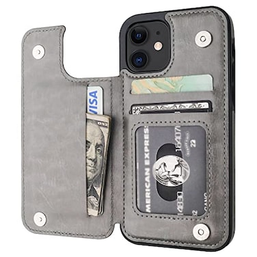 ONETOP Compatible with iPhone 12 Compatible with iPhone 12 Pro Wallet Case with Card Holder PU Leather Kickstand Card Slots Case Double Magnetic Clasp Durable Shockproof Cover 61 InchGray