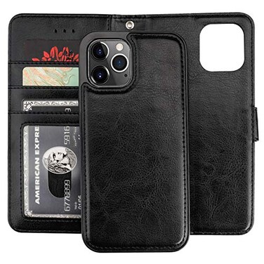 Bocasal Compatible with iPhone 12 iPhone 12 Pro Wallet Case with Card Holder PU Leather Magnetic Detachable Kickstand Shockproof Wrist Strap Removable Flip Cover 61 inch Black