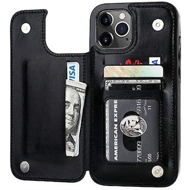 ONETOP Compatible with iPhone 12 Pro Max Wallet Case with Card HolderPU Leather Kickstand Card Slots Case Double Magnetic Clasp and Durable Shockproof Cover 67 InchBlack