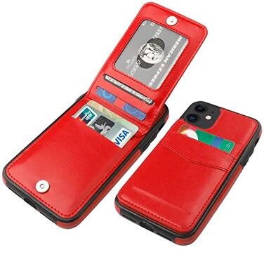 KIHUWEY Compatible with iPhone 11 Case Wallet with Credit Card Holder Premium Leather Magnetic Clasp Kickstand Heavy Duty Protective Cover for iPhone 11 61 InchRed