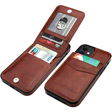 KIHUWEY Compatible with iPhone 12 Compatible with iPhone 12 Pro Case Wallet with Credit Card Holder Premium Leather Magnetic Clasp Kickstand Heavy Duty Protective Cover 61 inchBrown