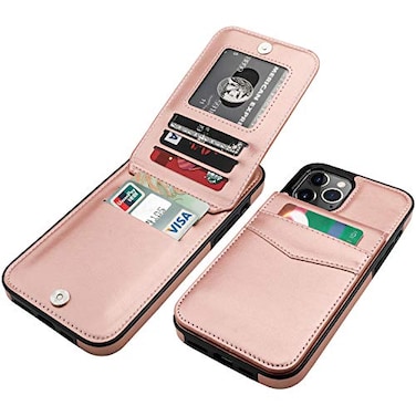 KIHUWEY Compatible with iPhone 12 Pro Max Case Wallet with Credit Card Holder Premium Leather Magnetic Clasp Kickstand Heavy Duty Protective Cover for iPhone 12 Pro Max 67 InchRose Gold