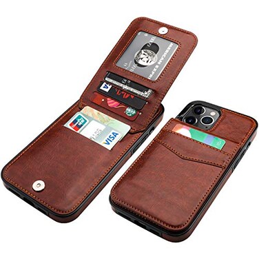 KIHUWEY Compatible with iPhone 12 Pro Max Case Wallet with Credit Card Holder Premium Leather Magnetic Clasp Kickstand Heavy Duty Protective Cover for iPhone 12 Pro Max 67 InchBrown