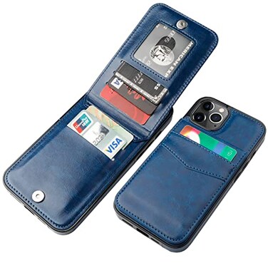 KIHUWEY Compatible with iPhone 12 Pro Max Case Wallet with Credit Card Holder Premium Leather Magnetic Clasp Kickstand Heavy Duty Protective Cover for iPhone 12 Pro Max 67 InchBlue