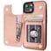 ONETOP Compatible with iPhone 14 Wallet Case with Card Holder PU Leather Kickstand Card Slots Case Double Magnetic Clasp and Durable Shockproof Cover 61 Inch Rose Gold