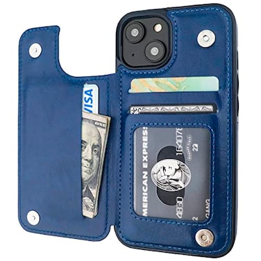 ONETOP Compatible with iPhone 14 Wallet Case with Card Holder PU Leather Kickstand Card Slots Case Double Magnetic Clasp and Durable Shockproof Cover 61 Inch Blue