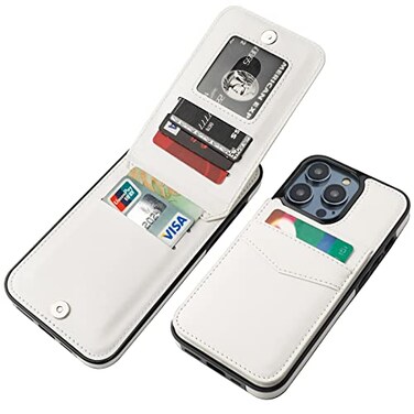 KIHUWEY Compatible with iPhone 14 Pro Max Case Wallet with Credit Card Holder Flip Premium Leather Magnetic Clasp Kickstand Heavy Duty Protective Cover for iPhone 14 Pro Max 67 Inch White