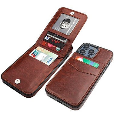 KIHUWEY Compatible with iPhone 14 Pro Max Case Wallet with Credit Card Holder Flip Premium Leather Magnetic Clasp Kickstand Heavy Duty Protective Cover for iPhone 14 Pro Max 67 Inch Brown