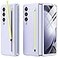 Miimall for Samsung Galaxy Z Fold 3 Case with S Pen Fold 3 Pen with Pen Holder Front Screen Protector Film AntiSlip Matte Case for Galaxy Z Fold 3 2021 Purple