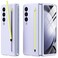 Miimall for Samsung Galaxy Z Fold 3 Case with S Pen Fold 3 Pen with Pen Holder Front Screen Protector Film AntiSlip Matte Case for Galaxy Z Fold 3 2021 Purple