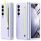 Miimall for Samsung Galaxy Z Fold 3 Case with S Pen Fold 3 Pen with Pen Holder Front Screen Protector Film AntiSlip Matte Case for Galaxy Z Fold 3 2021 Purple