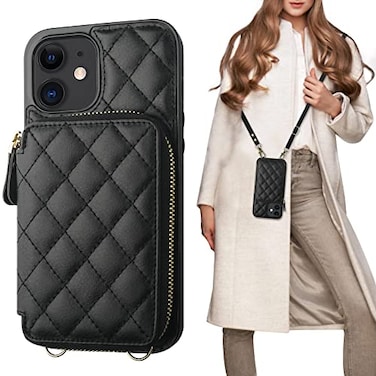 Bocasal Crossbody Wallet Case for iPhone 1212 Pro RFID Blocking PU Leather Zipper Handbag Purse Flip Cover Kickstand Folio Case with Card Slots Holder Wrist Strap Lanyard 5G 61 Inch Black