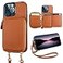 Bocasal RFID Blocking Wallet Case for iPhone 13 Pro Adjustable Crossbody Zipper Purse Case Card Holder with Kickstand Detachable Wrist Strap PU Leather Flip Folio Case 61 Inch 5G Brown