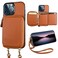 Bocasal RFID Blocking Wallet Case for iPhone 13 Pro Adjustable Crossbody Zipper Purse Case Card Holder with Kickstand Detachable Wrist Strap PU Leather Flip Folio Case 61 Inch 5G Brown