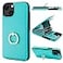 Folosu Compatible with iPhone 13 Case Wallet with Card Holder 360Rotation Finger Ring Holder Kickstand Protective RFID Blocking PU Leather Double Buttons Flip Cover 61 Inch Mint Green