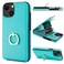 Folosu Compatible with iPhone 13 Case Wallet with Card Holder 360Rotation Finger Ring Holder Kickstand Protective RFID Blocking PU Leather Double Buttons Flip Cover 61 Inch Mint Green
