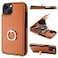Folosu Compatible with iPhone 13 Case Wallet with Card Holder 360Rotation Finger Ring Holder Kickstand Protective RFID Blocking PU Leather Double Buttons Flip Shockproof Cover 61 Inch Brown