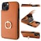 Folosu Compatible with iPhone 13 Case Wallet with Card Holder 360Rotation Finger Ring Holder Kickstand Protective RFID Blocking PU Leather Double Buttons Flip Shockproof Cover 61 Inch Brown