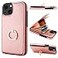Folosu Compatible with iPhone 13 Case Wallet with Card Holder 360Rotation Finger Ring Holder Kickstand Protective RFID Blocking PU Leather Double Buttons Flip Shockproof Cover 61 Inch Rose Gold