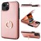 Folosu Compatible with iPhone 13 Case Wallet with Card Holder 360Rotation Finger Ring Holder Kickstand Protective RFID Blocking PU Leather Double Buttons Flip Shockproof Cover 61 Inch Rose Gold