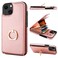 Folosu Compatible with iPhone 13 Case Wallet with Card Holder 360Rotation Finger Ring Holder Kickstand Protective RFID Blocking PU Leather Double Buttons Flip Shockproof Cover 61 Inch Rose Gold