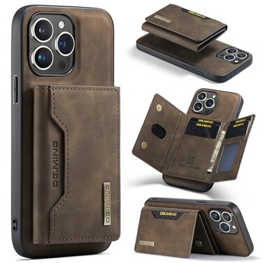 SZHAIYU Leather Wallet Phone Cases Compatible with iPhone 15 Pro Max Case with Card Holder Men 67 2 in 1 Detachable Back Cover Coffee IP 15 Pro Max
