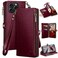 XcaseBar for iPhone 15 Pro Max 67 Wallet case with Zipper Credit Card Holder RFID BlockingFlip Folio Book PU Leather Shockproof Protective Cover Women Men for Apple 15 ProMax Phone case Wine Red