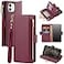 Antsturdy Compatible with iPhone 12 Wallet CaseRFID Blocking PU Leather Phone Case Women Men Kickstand Flip Cover Wrist Strap Zipper Credit Card Holder Slotsfor Apple 12 Pro 61Wine Red