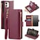 Antsturdy Compatible with iPhone 12 Wallet CaseRFID Blocking PU Leather Phone Case Women Men Kickstand Flip Cover Wrist Strap Zipper Credit Card Holder Slotsfor Apple 12 Pro 61Wine Red