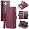 Antsturdy Compatible with iPhone 12 Wallet CaseRFID Blocking PU Leather Phone Case Women Men Kickstand Flip Cover Wrist Strap Zipper Credit Card Holder Slotsfor Apple 12 Pro 61Wine Red