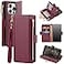 Antsturdy Compatible with iPhone 16 Pro Max Wallet CaseRFID Blocking PU Leather Phone Case Women Men Kickstand flip Cover Wrist Strap Zipper Credit Card Holder Slots for Apple 16 ProMaxWine Red