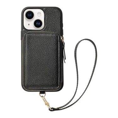 ZVE for iPhone 13 Wallet Case with Wristlet Zipper Leather Case with RFID Blocking Card Holder Slots Purse Protective Carrying Cover for iPhone 13 61 2021 Black