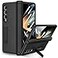 Ruky Kickstand Case for Galaxy Z Fold 4 Hinge Protection Full Body Builtin Screen Protector PU Leather Stand Case for Samsung Galaxy Z Fold 4 5G Carbon Fiber