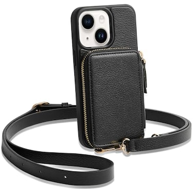 ZVE for iPhone 14 Wallet Case Crossbody with Card Holder Zipper Phone Case with Wrist Strap RFID Blocking Purse Cover for Women Compatible with iPhone 14 61 2022Black