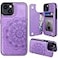MMHUO for iPhone 14 Case with Card Holder Flower Magnetic Back Flip Wallet Case for Women Protective Case Phone Case for iPhone 14Purple